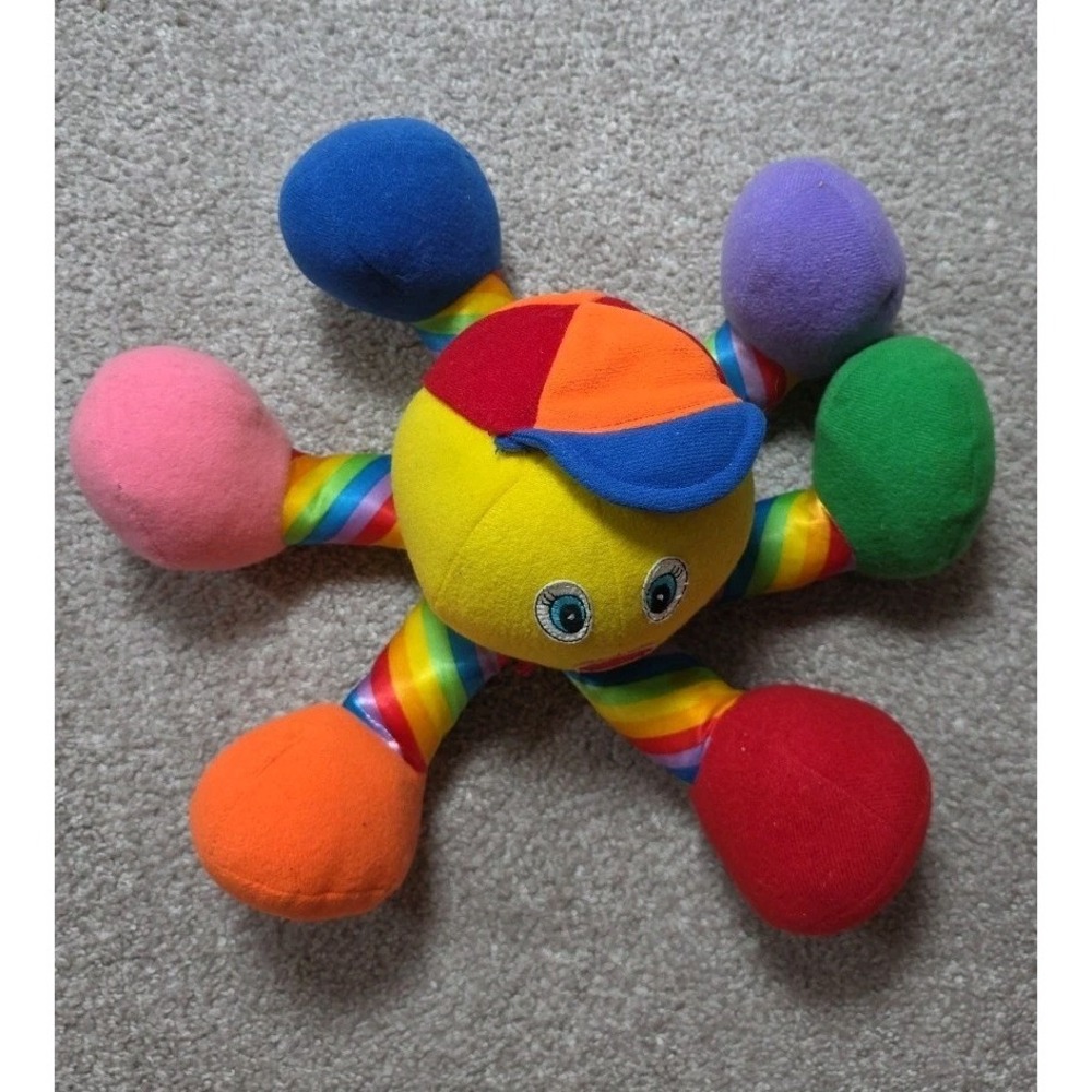 Rare Vintage Jolly Toys Rainbow Chime Plush Octopus 1995 Baby Einstein Toy Chest